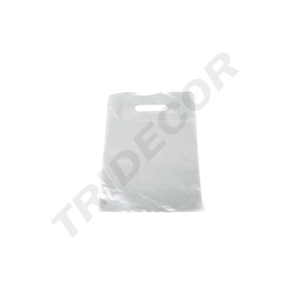 Saco prateado com alças recortadas 25X35 cm 100 unidades