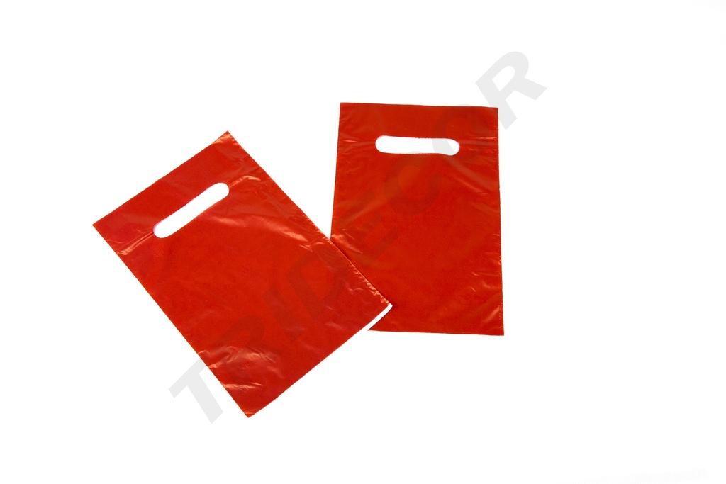 红色塑料礼品袋Bolsa roja con asa troquelada 16X25 cm 100 unidades