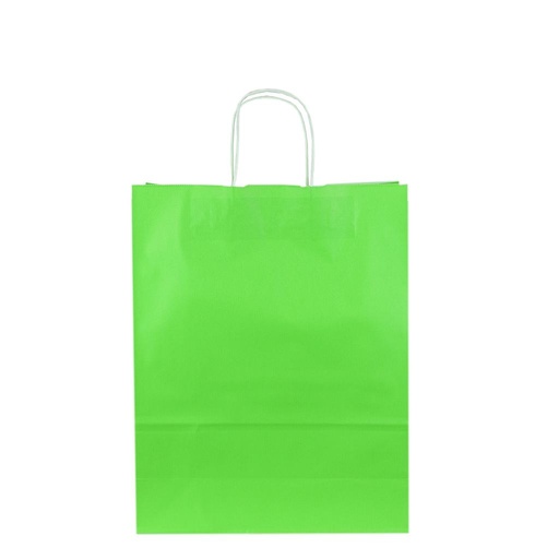 Sac de hârtie verde deschis cu mâner ondulat 41x32x13cm 25 de unități