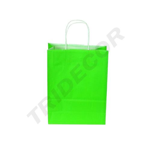 Bolsa De Papel Verde Claro Con Asa Rizada 29X22X10 Cm 25 Unidades