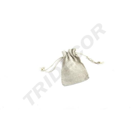 Bolsa De Lino Beige Con Cordón 12X9 Cm 