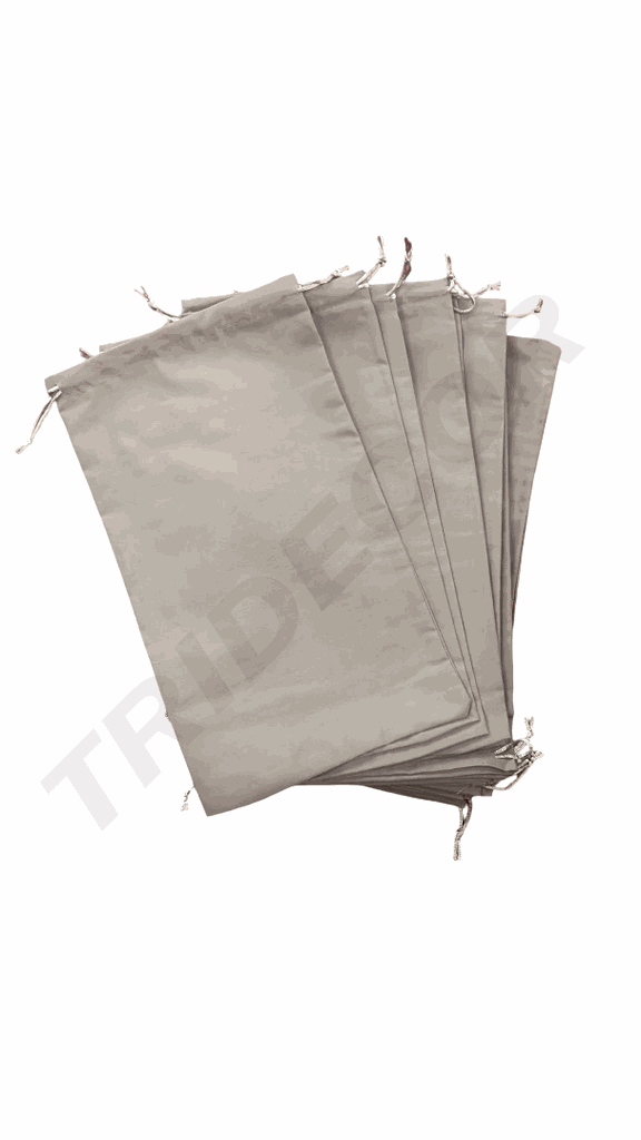Bolsas De Tela Gris Con Cierre De Cordón 35X21 cm - 12 unidades