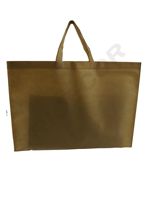 Camel-colored fabric bag with die-cut handle 35x45cm 25 units