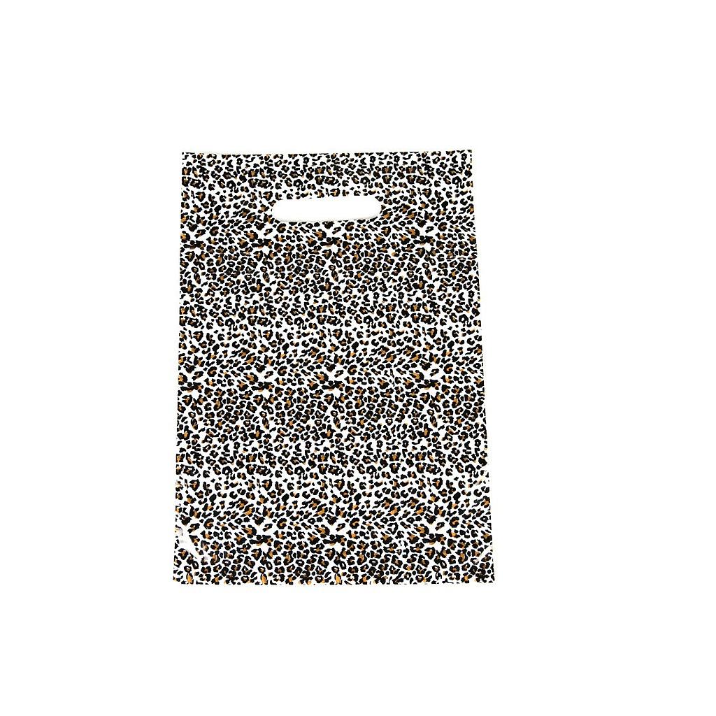 Leopard print plastic bags with die-cut handle 25X35cm 100 units