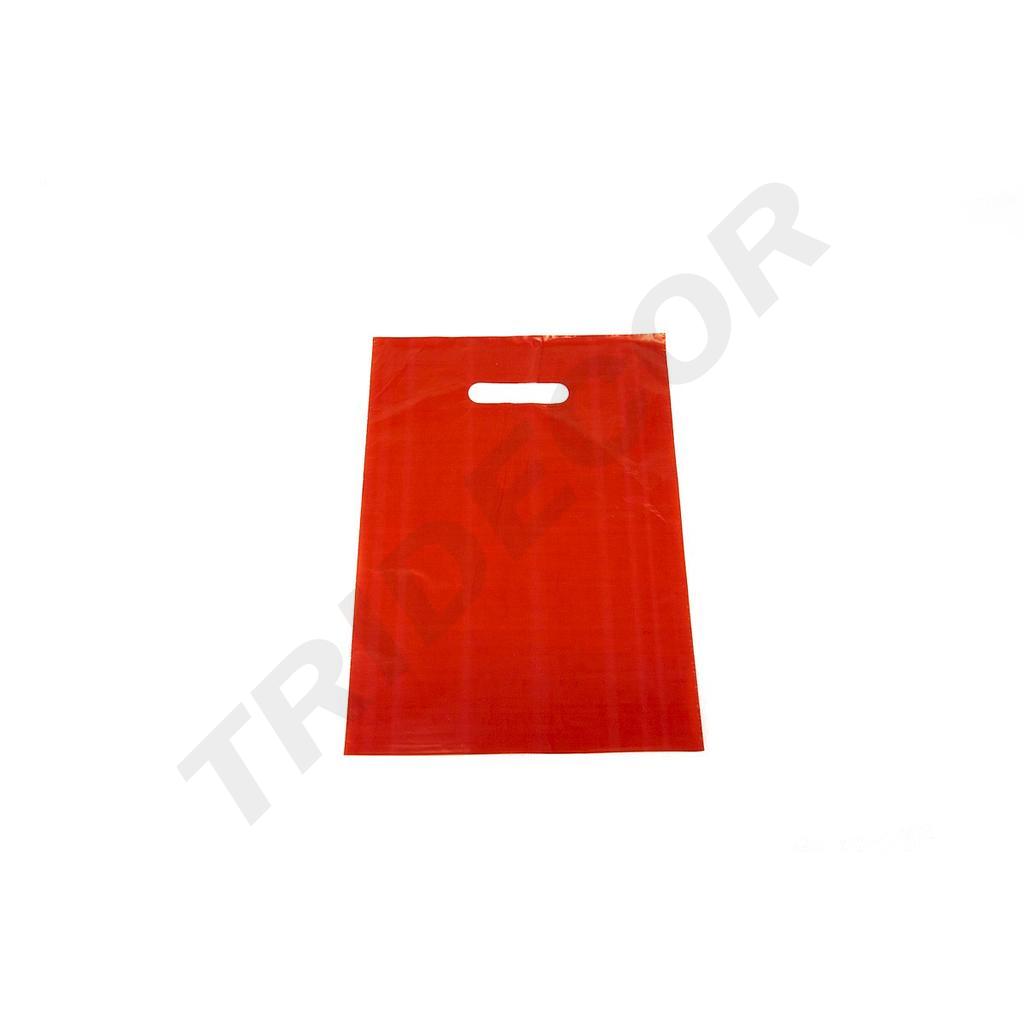 Bolsa roja con asa troquelada 25X35 cm 100 unidades