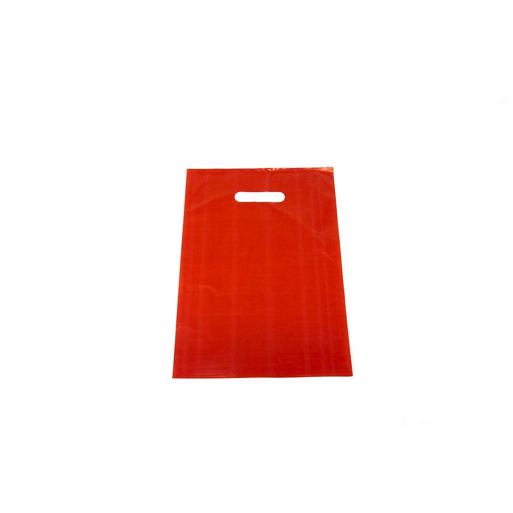 Red bag with die-cut handle 25X35 cm 100 units