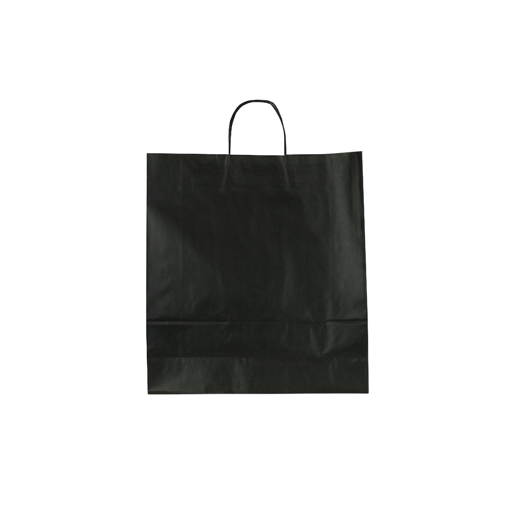 Bolsa De Papel Kraft Negra Con Asa Retorcida 36X12X41 Cm 25 Unidades