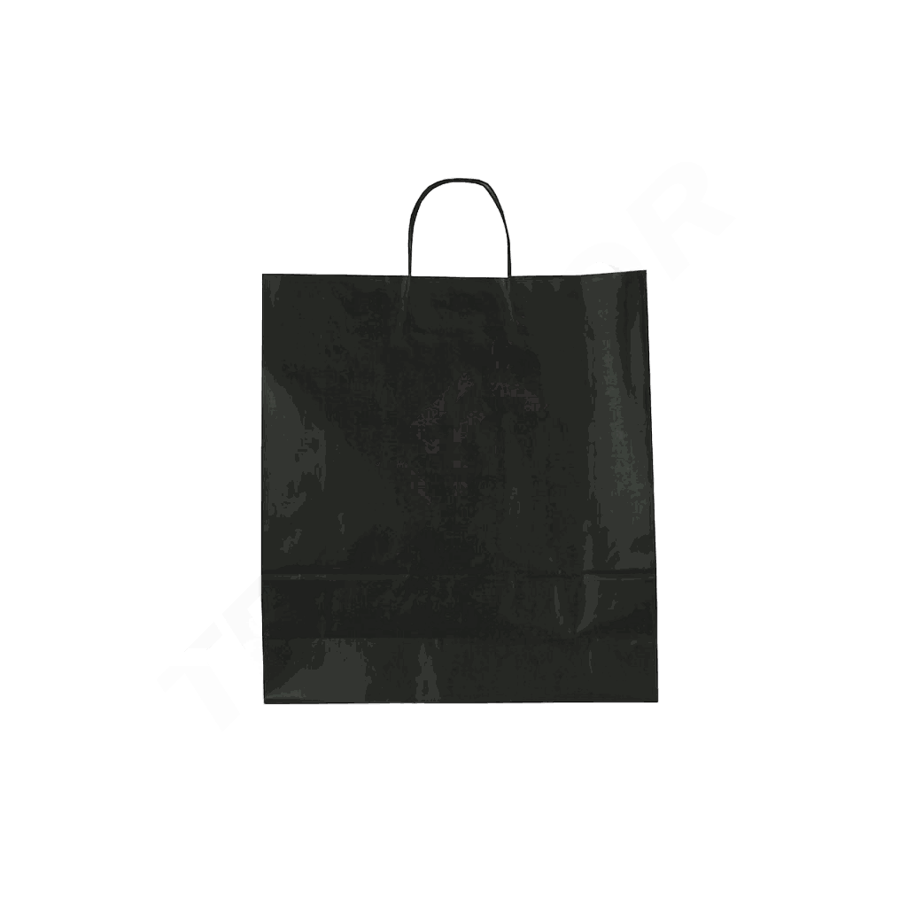 Saco de papel Kraft preto com alça torcida 36X12X41 CM 25 unidades