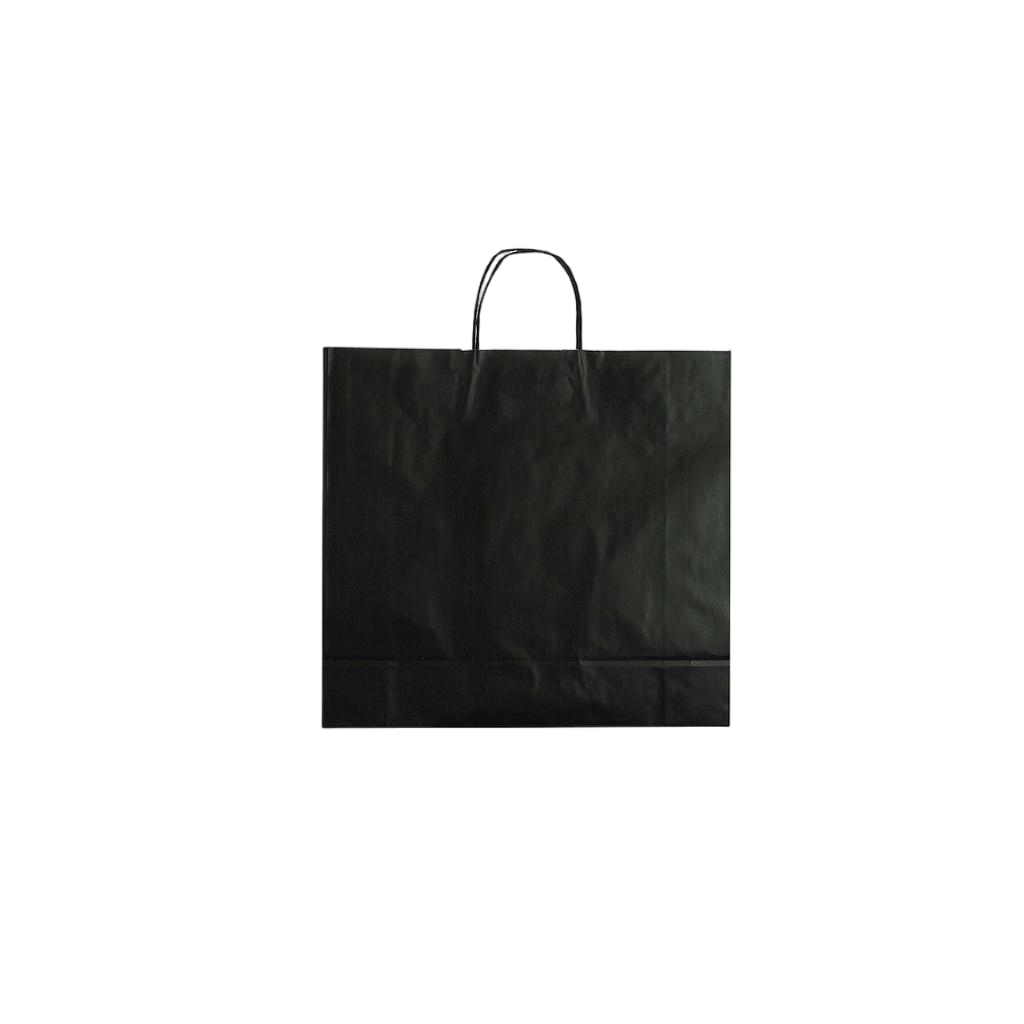 Borsa di carta con manico arricciato nero, Cellulosa, 27x12x37 cm, 25 pezzi