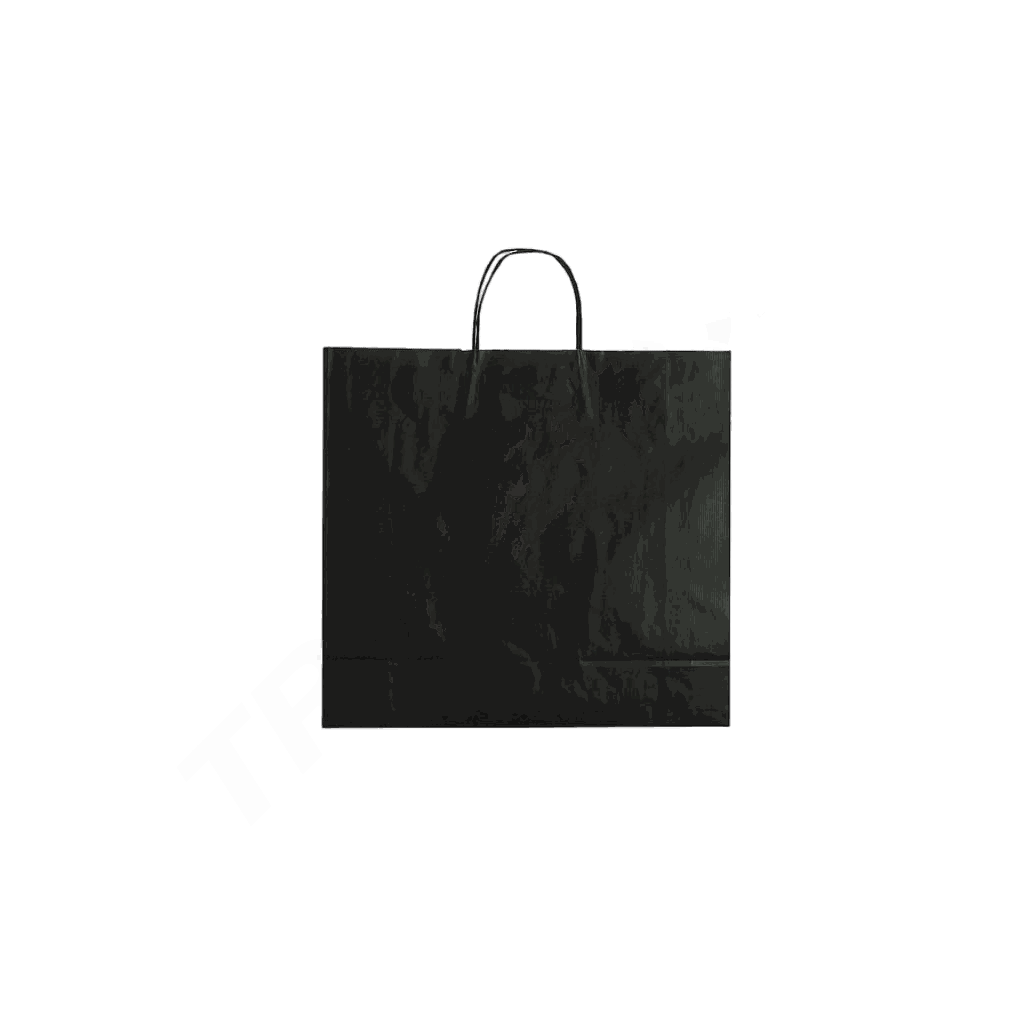 Paper Bag with Black Wrinkled Handle, Cellulose, 27x12x37 cm, 25 Pieces