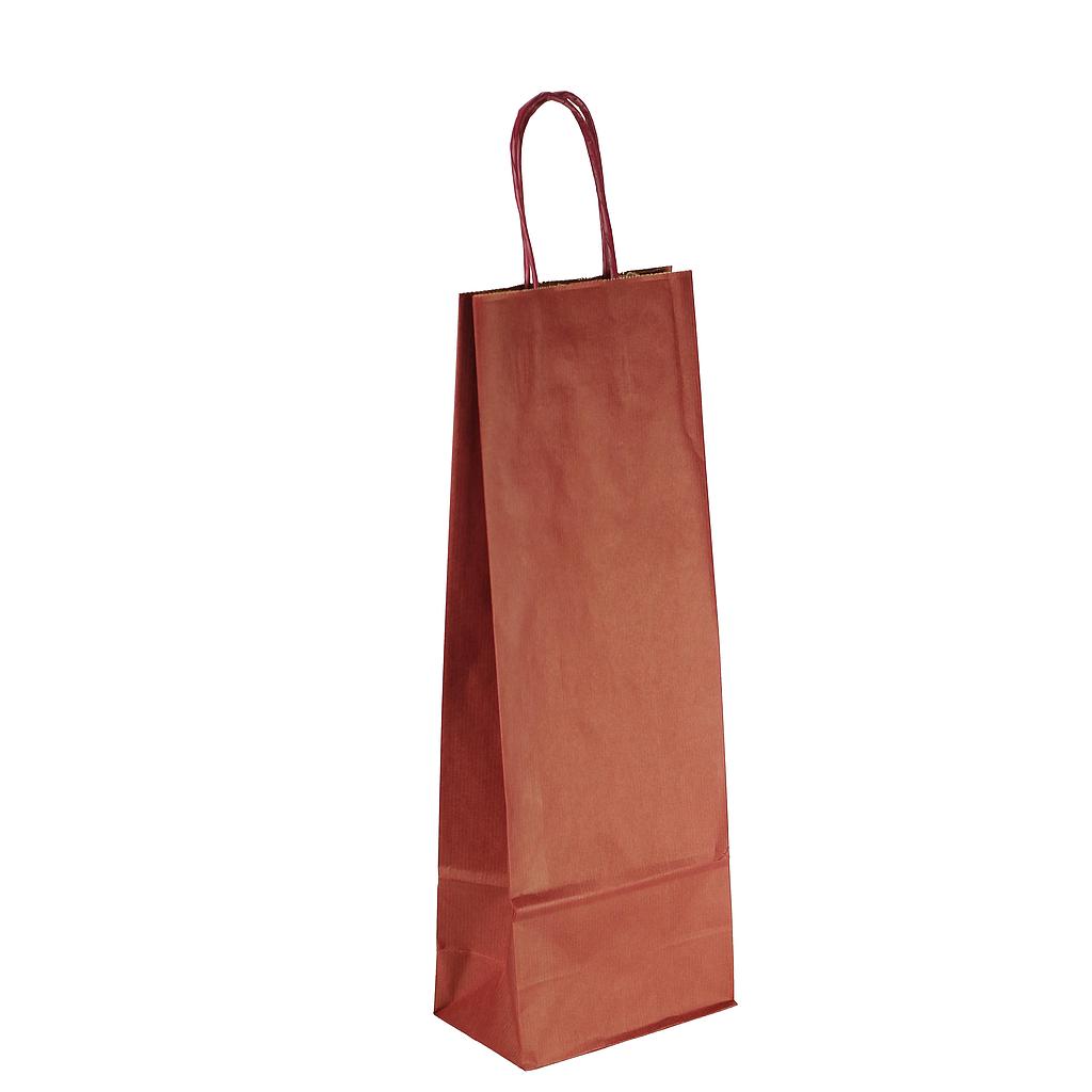 Paper bag with maroon curly handle for bottles 36X13+8.5 CM 25 units