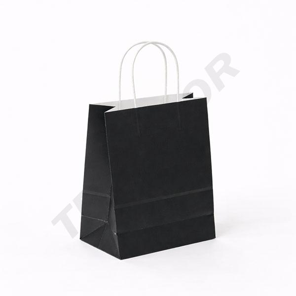 Bolsas de papel con asa rizada 22x10x29 cm color negro, 25 unidades