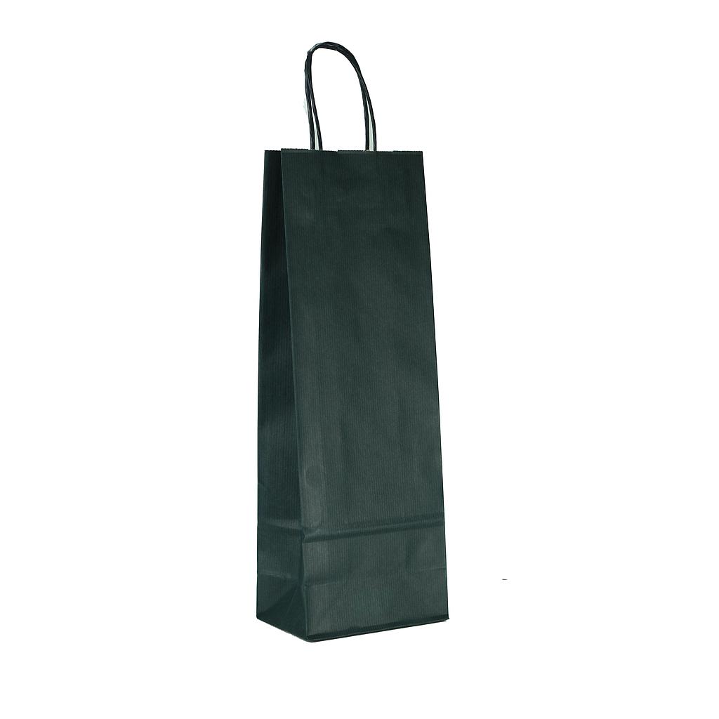 Navy blue paper bag with curly handle for bottles, 39X14X+8.5 CM, 25 units