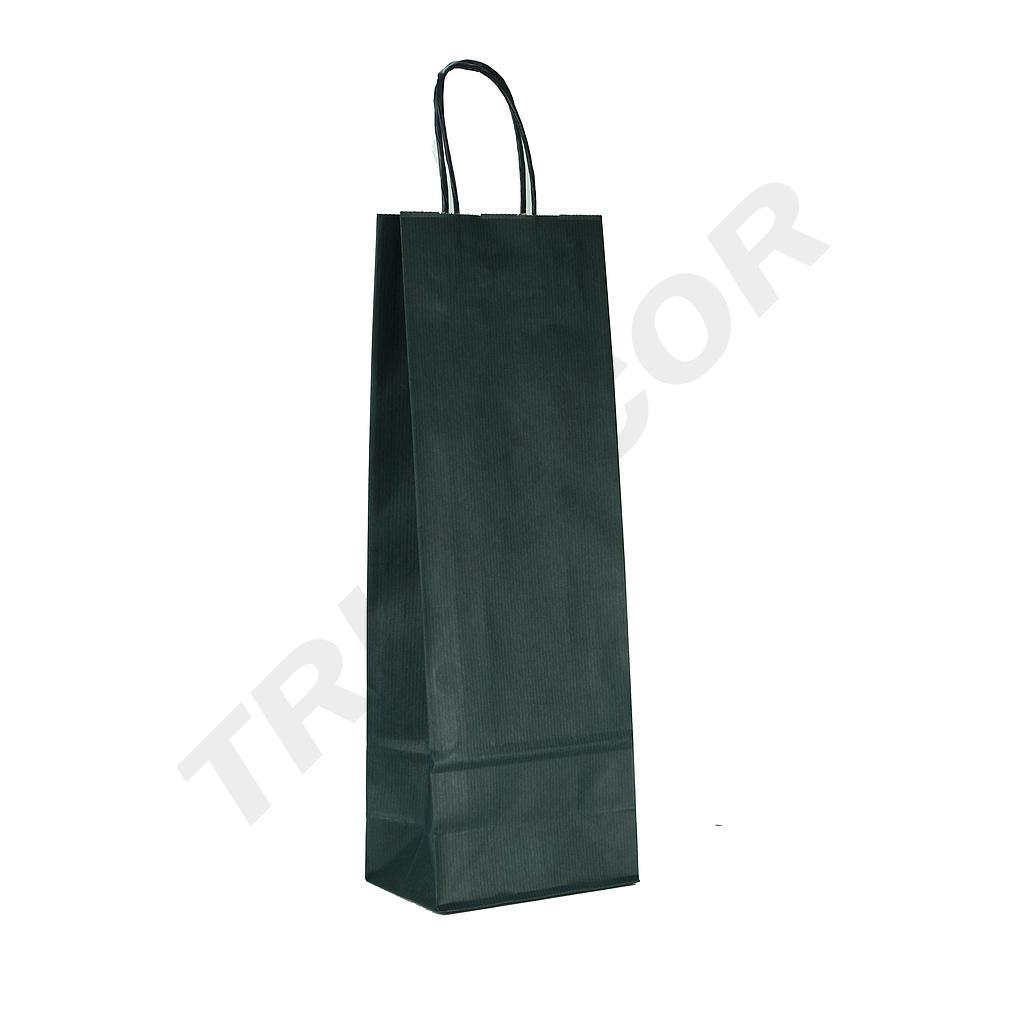 Navy blue paper bag with curly handle for bottles, 39X14X+8.5 CM, 25 units