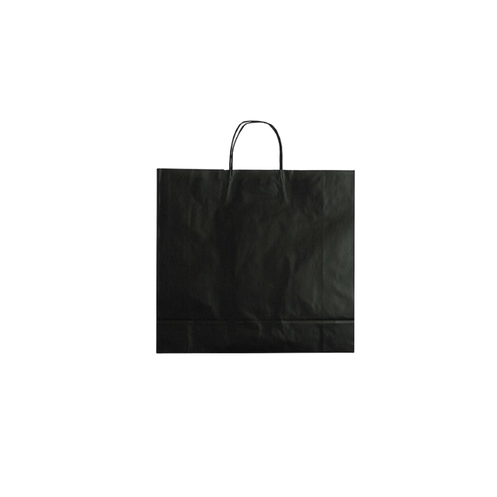 Black curly handle cellulose paper bag 45X15X49 25 units