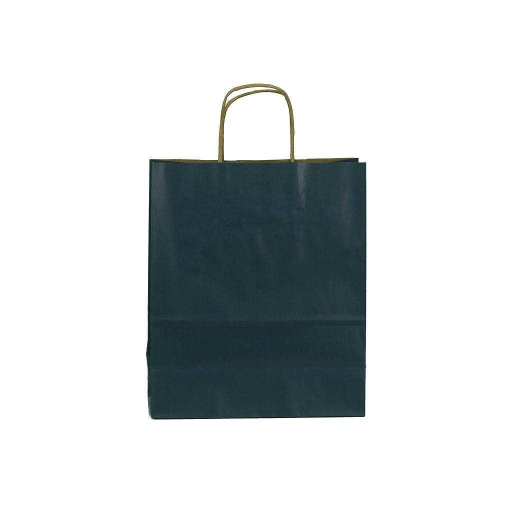 Bolsa De Papel Kraft Azul Oscuro Con Asa Rizada 45X15X49 Cm 25 Unidades