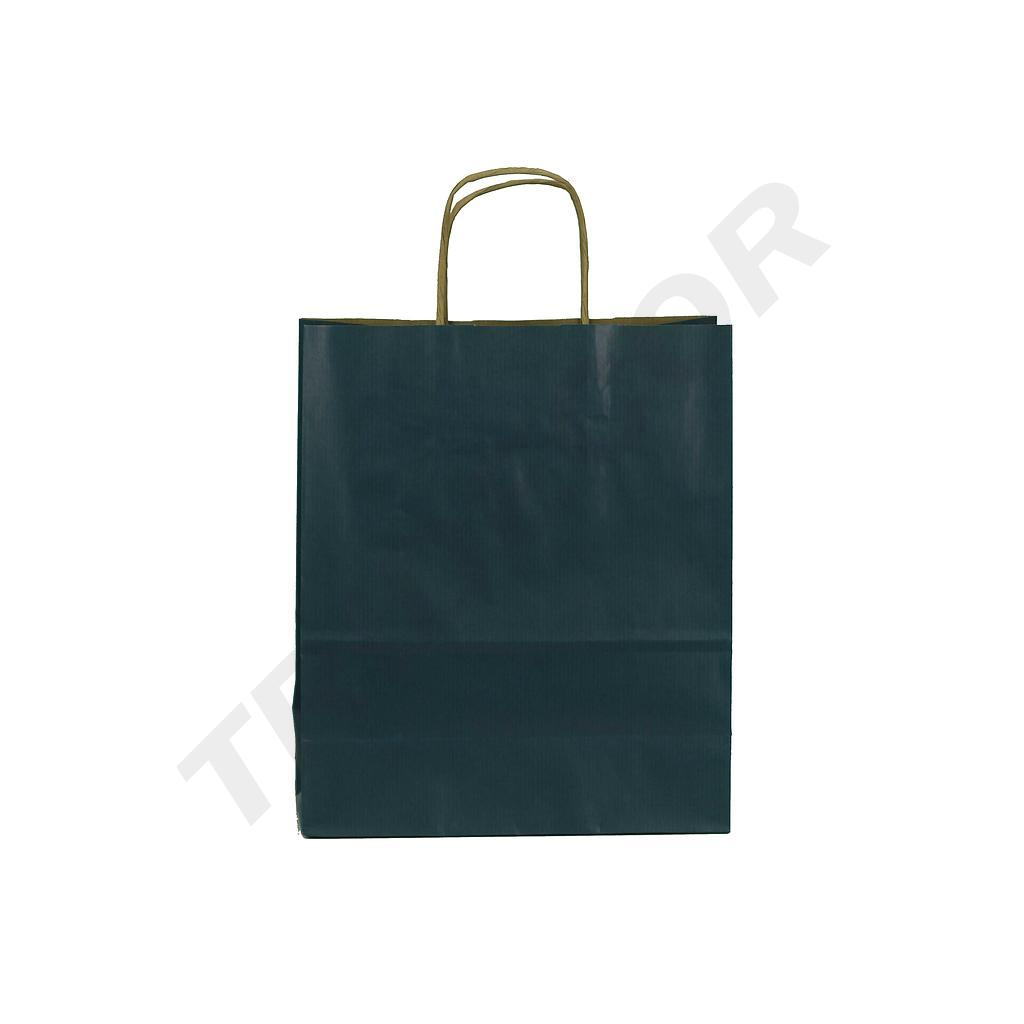 Borsa di carta Kraft blu scuro con manico arricciato, 45X15X49 cm, 25 pezzi