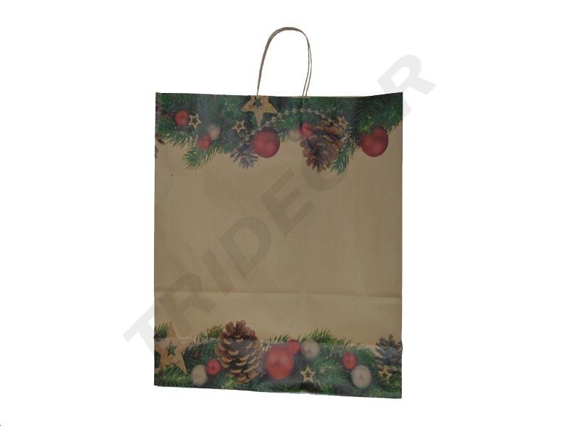 Bolsas De Papel Kraft 45x15x49 Cm Estampado Navidad