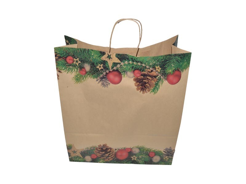 Sac en papier Kraft pour Noël 27X12X37CM 25/Paquet 200PCS/Boîte