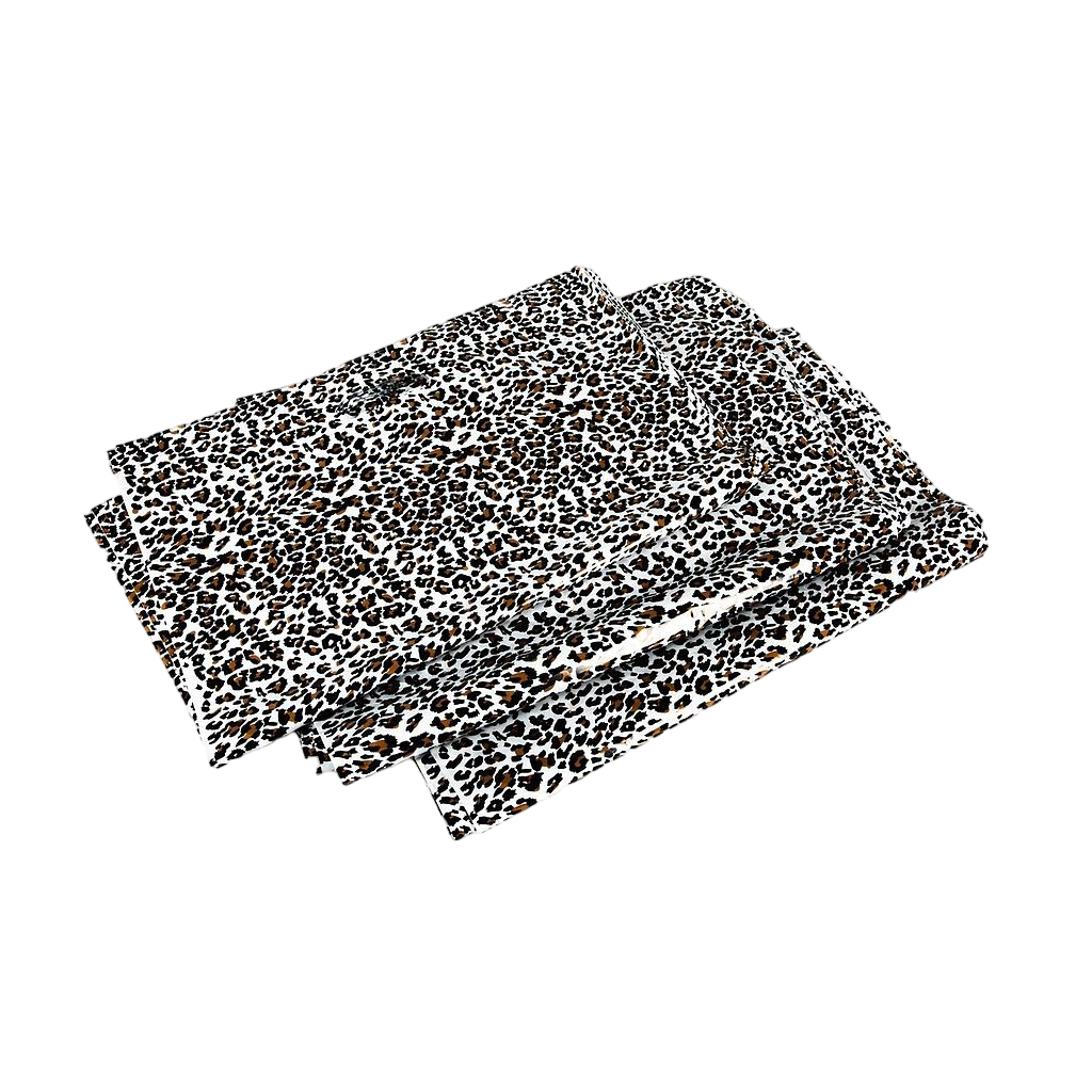 Leopard Print Plastic Bag 35x45 cm with Die-Cut Handle, 100 Pieces