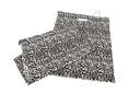 Borsa di plastica con stampa leopardata 35x45 cm con manico ritagliato, 100 pezzi