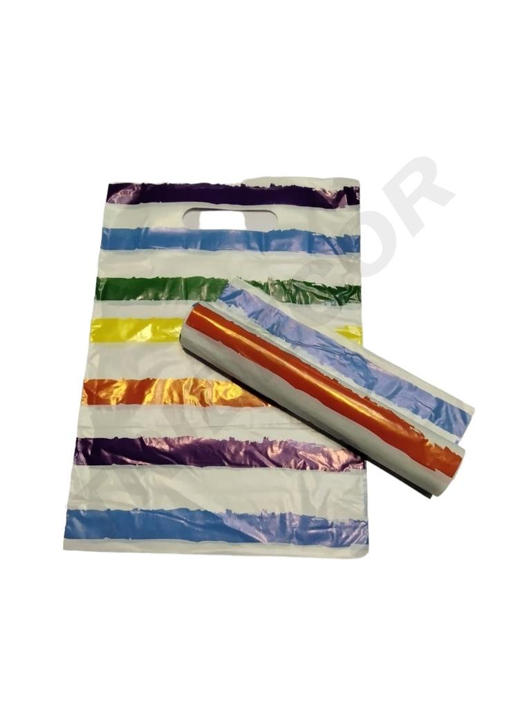 Bolsa De Plástico Con Asa Troquelada De Arcoíris 35X45 Cm 100/Unidad 10 Unidades/Caja