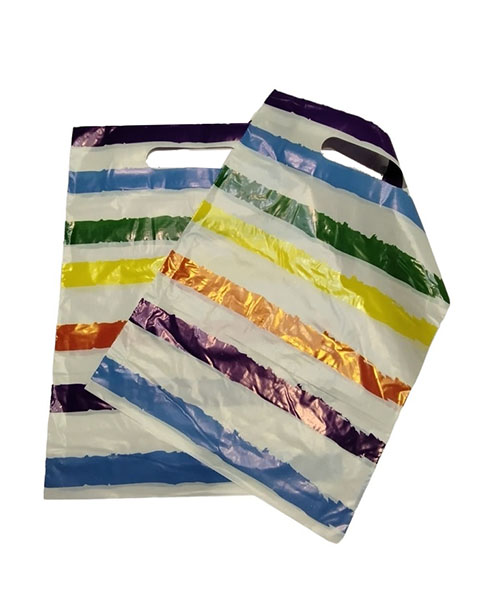 Plastic bag with rainbow die-cut handle 35x45 cm 100/unit 10 units/box