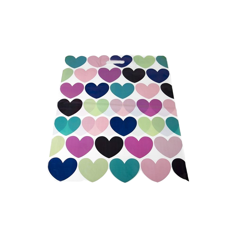 Plastic bag with die-cut handle 40x50 cm Hearts 100/package 10 packs/box