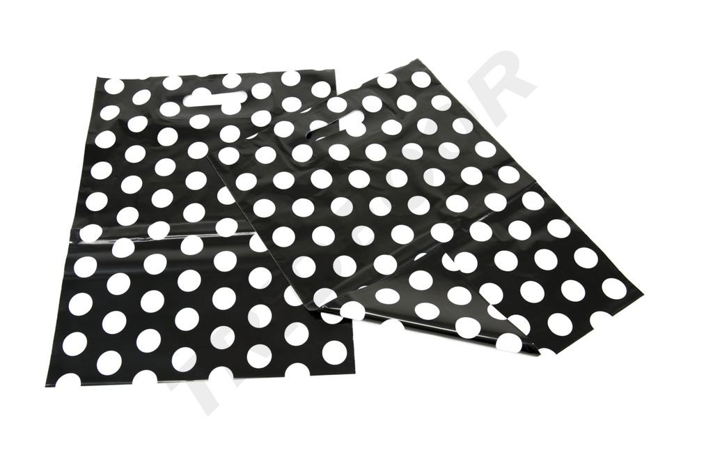 Bolsas de Plástico con Asa Reforzada 50X60 Cm Lunares Blancos