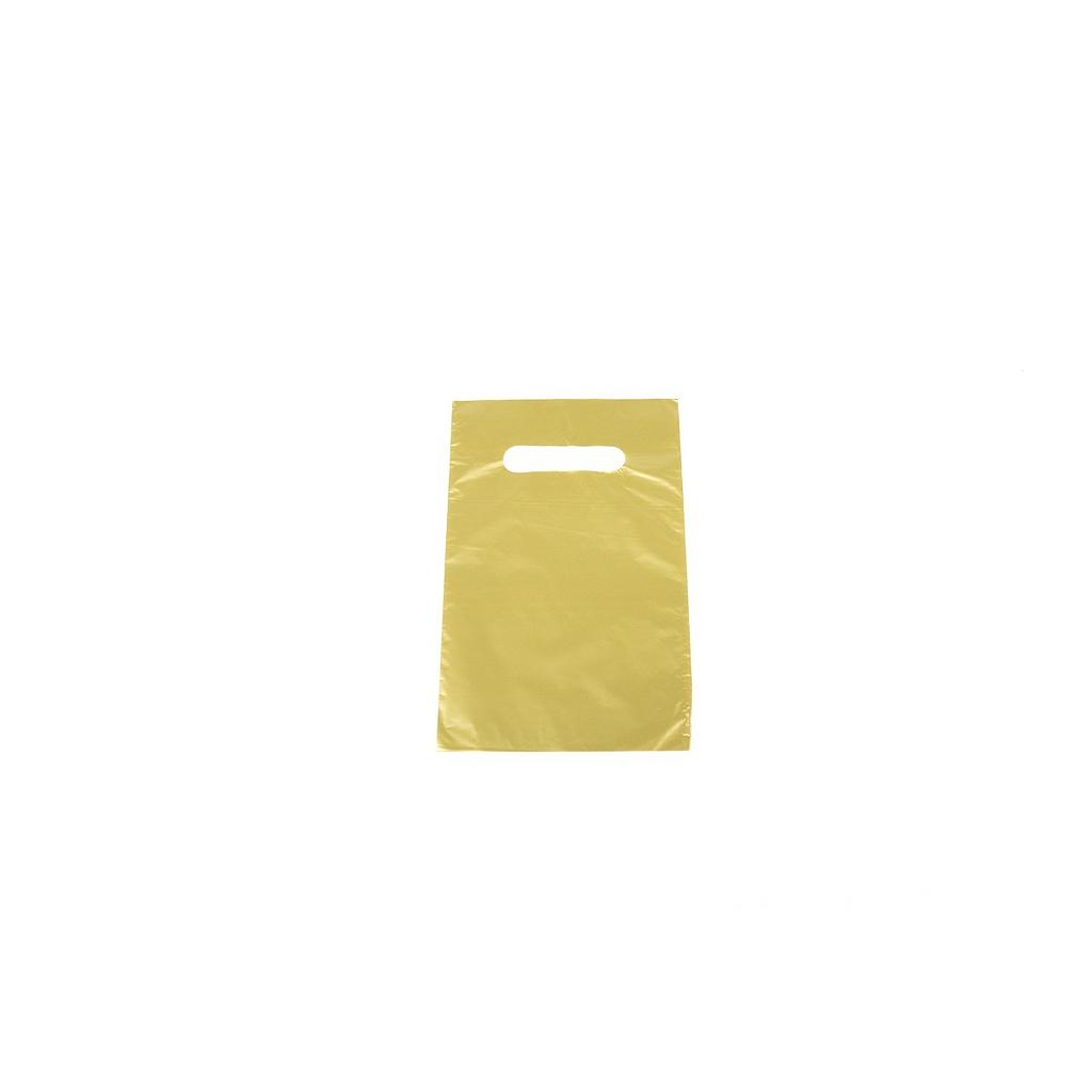 Golden bag with die-cut handle 16X25CM 100 units