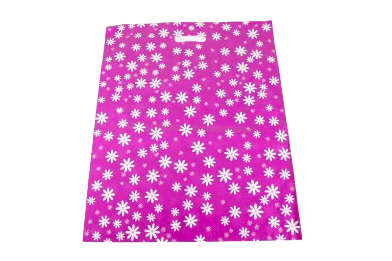 Plastic bags with pink bottom and daisy patterns and reinforced handle 50X60 CM 100 pcs