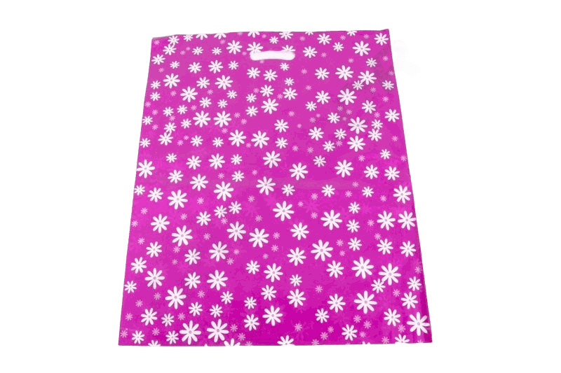 Plastic bags with pink bottom and daisy patterns and reinforced handle 50X60 CM 100 pcs