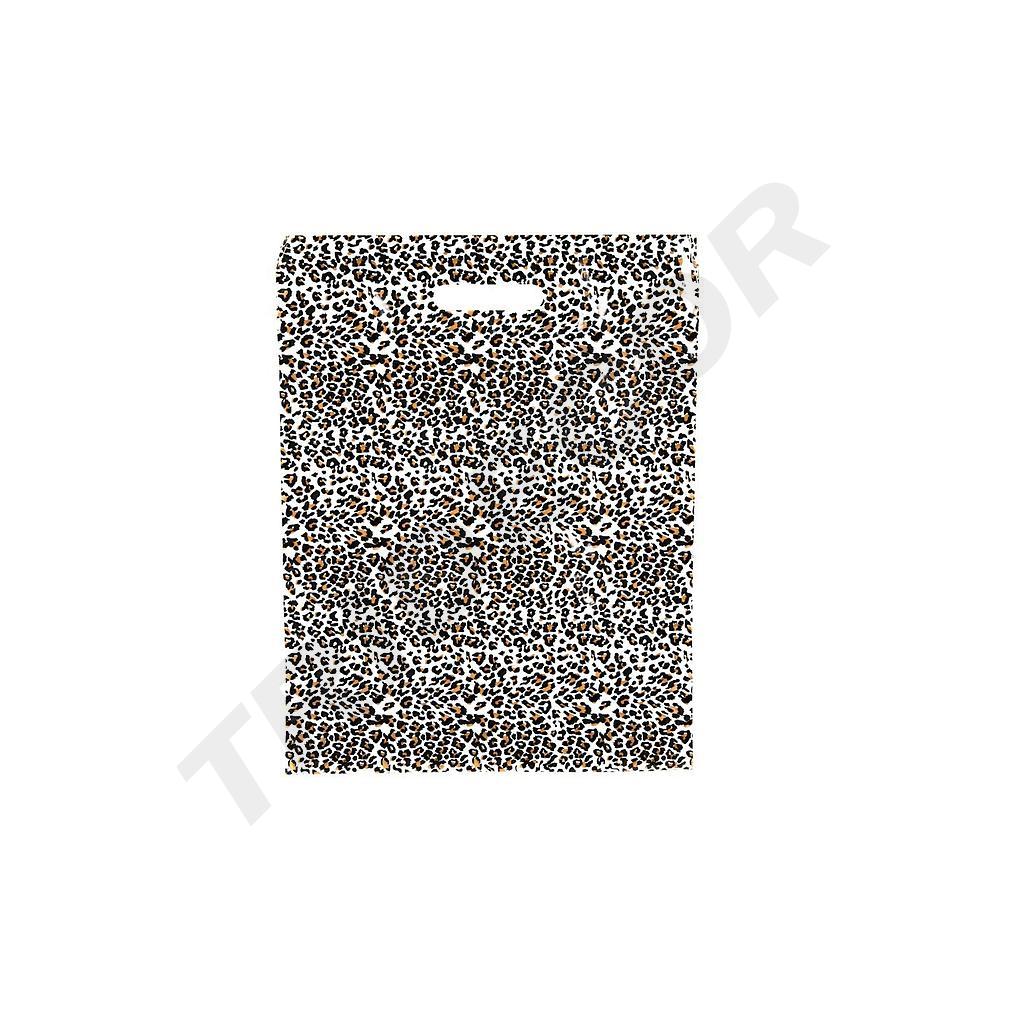 Leopard print plastic bag with die-cut handle, 50x60 cm, 100pcs