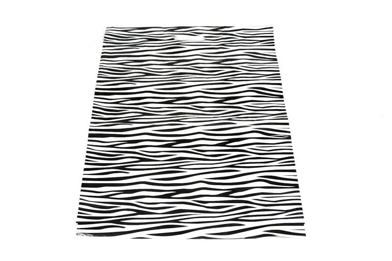 Sacchetto di plastica con manico fustellato, stampa zebra 50x60CM - 100 unità