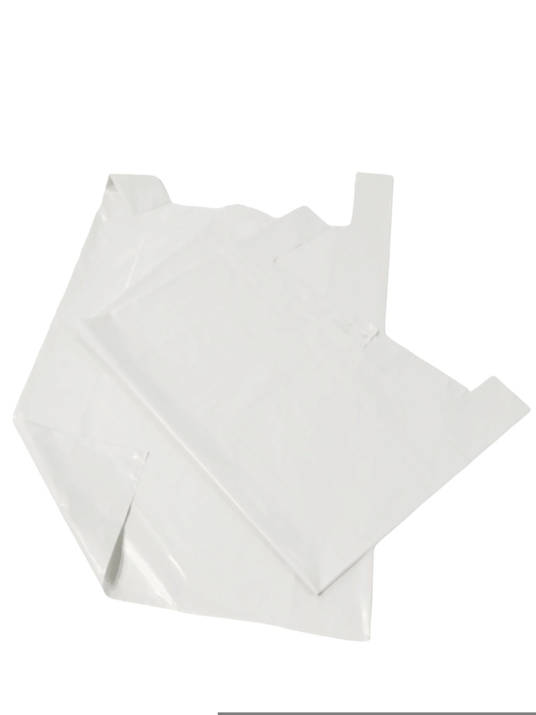 Sac en plastique style T-shirt blanc 70% recyclé 60X70 CM