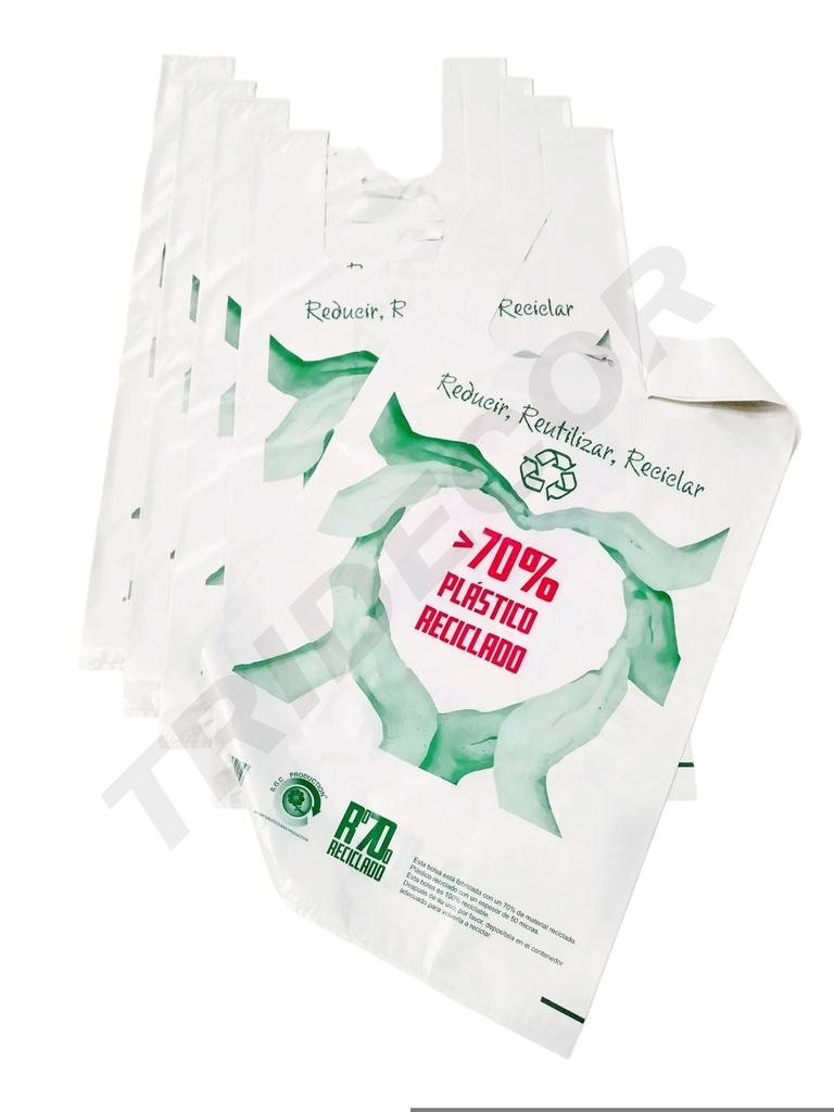 Bolsa De Plástico Blanca Para Camiseta Con Logo 70% Reciclado 50X60 Cm