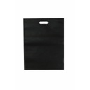 Sac nețesut Negru 70G Vertical cu Mâner Decupat și Bază cu Pliseu 40X50+10CM 25buc/pachet