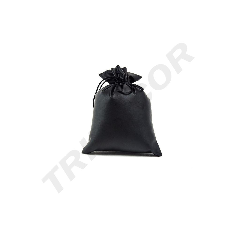 Bolsa De Cuero Sintético Negro 17X15Cm