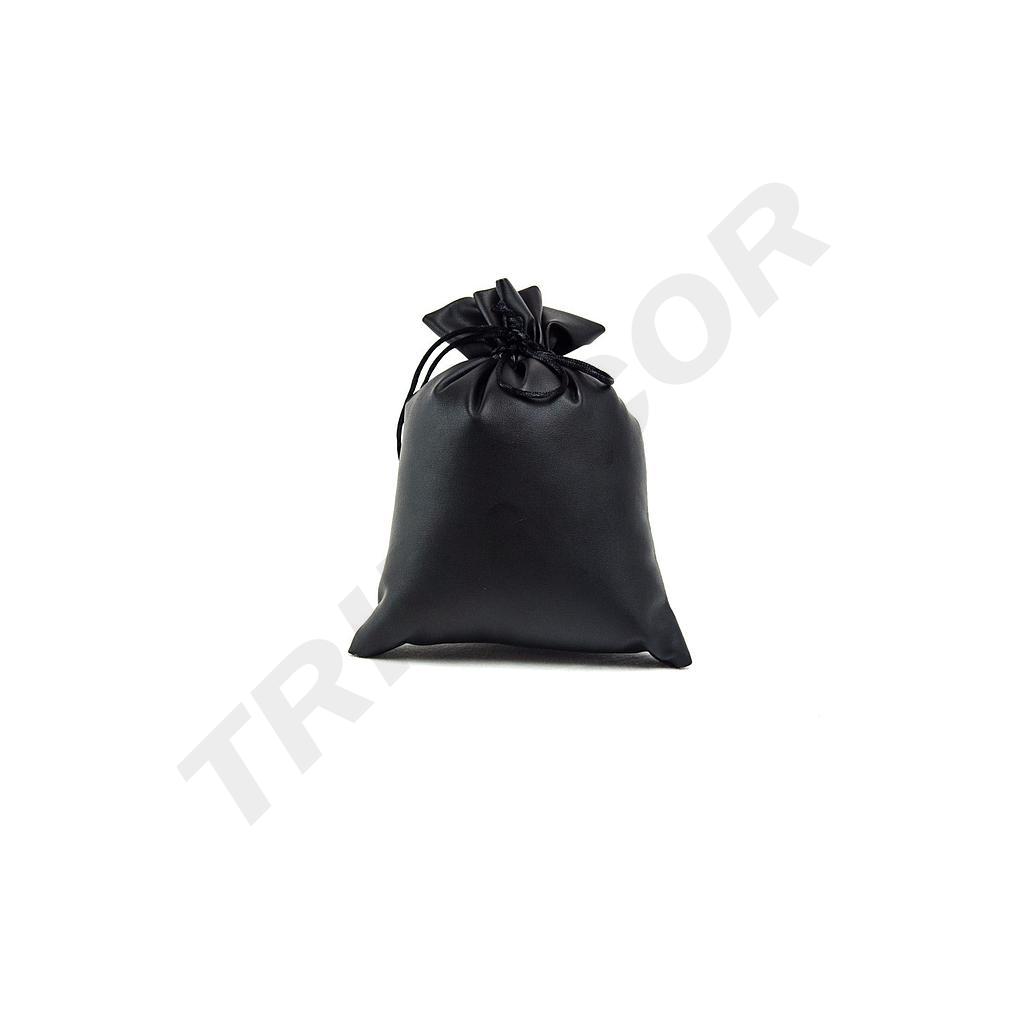 Bolsas Con Cierre Cordón En Polipiel Negra 17X15 Cm