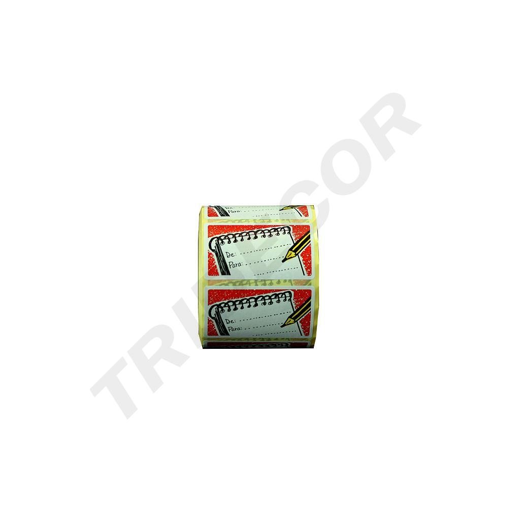 Etiqueta de desconto 'de:' 'por:' 5.5X3cm 500 Rolo