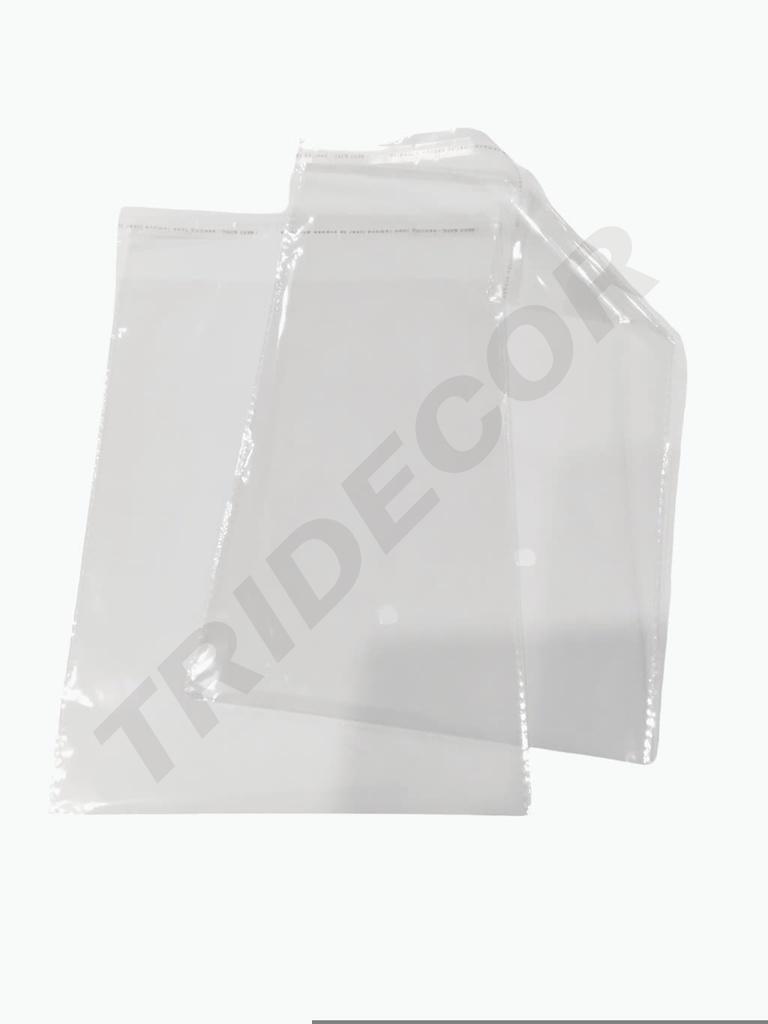 Pungă de plastic cu clapetă adezivă 18X23+4 cm
