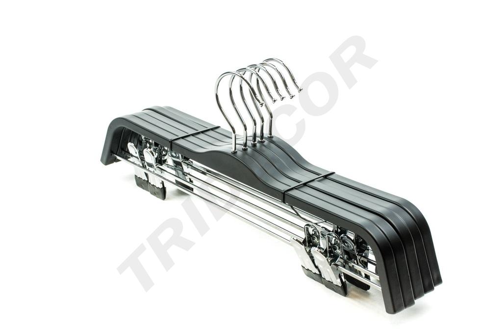 Percha para pantalones negro mate con clips 37cm