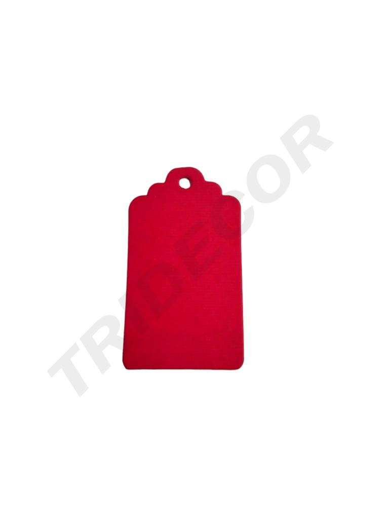 Étiquette rouge découpée 8X4,5cm 100 unités