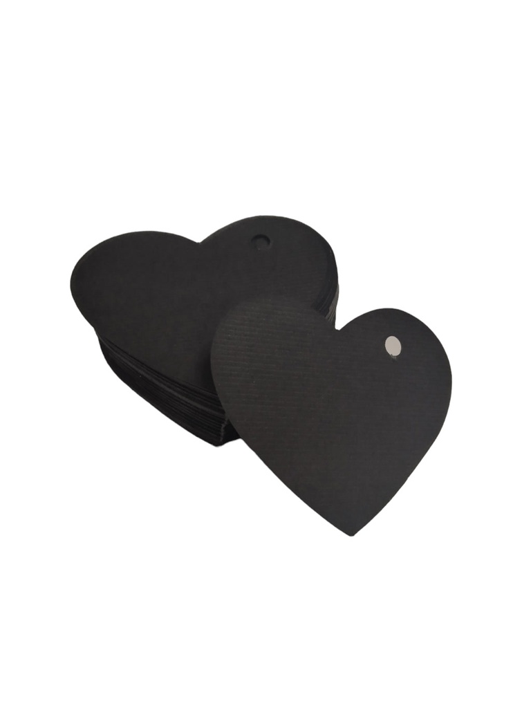 Black Die-Cut Heart Label 6.5x4.5cm 100 units/Pack