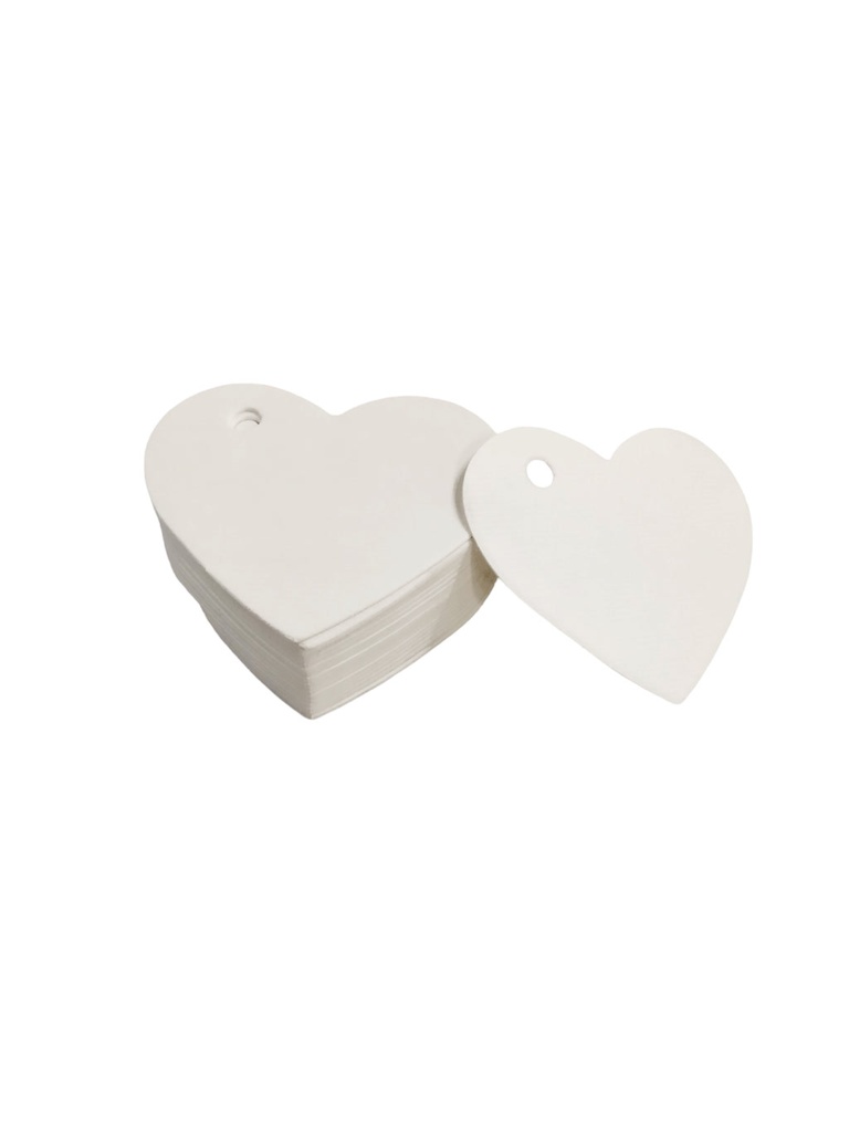 Etiquetas Colgantes Blancas 6.5X4.5 Cm Forma De Corazón 100 Unidades