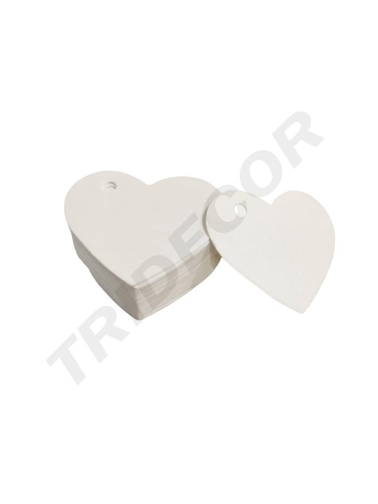 Etiquetas Colgantes Blancas 6.5X4.5 Cm Forma De Corazón 100 Unidades