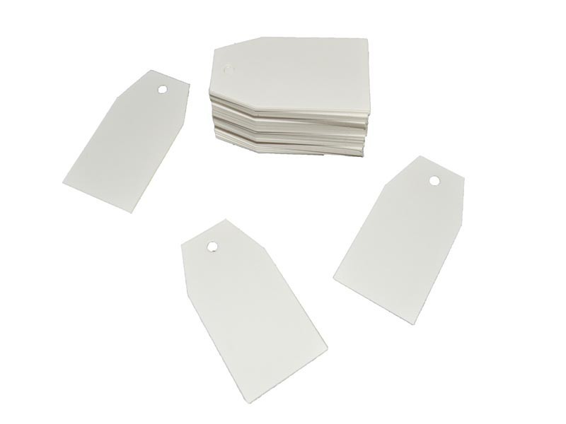 Étiquettes découpées blanc lisse sommet 3.5X6.5cm 100/paquet