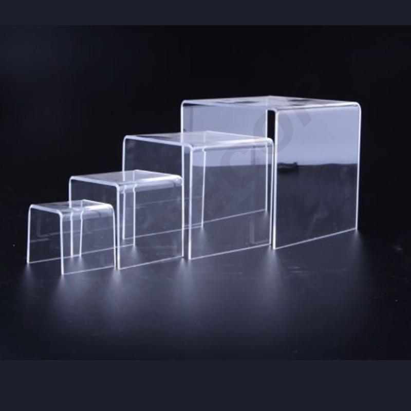 Soporte de exposición de acrílico en forma de C en 4 alturas