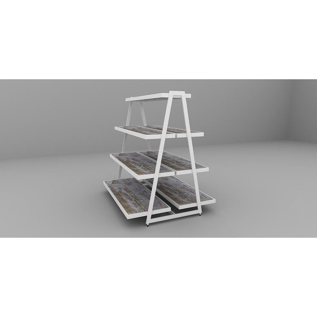 Steel Display Stand with Pyramid Shape Shelves