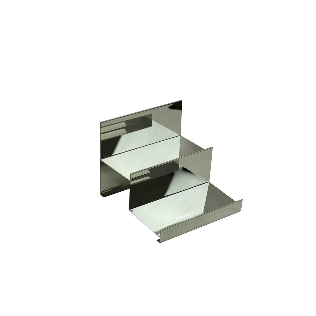 Espositore a scala in acciaio cromato 2 altezze 12X10X11cm